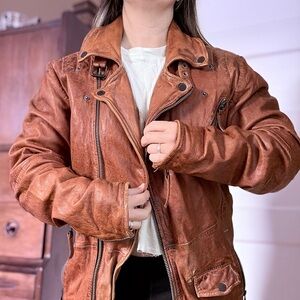 Vintage 80’s Leather Aviator style Jacket